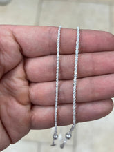 Adjustable 925 Sterling Silver Sparkle Glitter Margarita Twisted Rock Chain 2.00mm 2.50mm Necklace, Diamond Cut